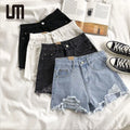 Liu Ming New Product 2025 Wholesale Women Summer Plus Size Pocket Tassel Hole Ripped Jeans Casual High Waist Denim Shorts