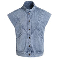 Vintage Fashion Casual Sleeveless Top Women Denim Vest