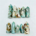 Wholesale Natural Flower Agate Stone Points Green Cherry Blossom Agate Crystal Tower