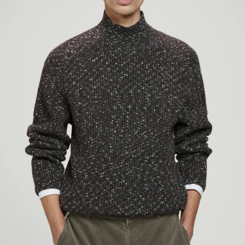 Custom Clothing Manufacturers' High Neck Drop Shoulder Pullover Breathable Wool Blended Knitted Sweater Anti-Shrink Unique Spot