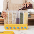 Wholesales Kitchen Airtight Food Storage Container Transparent Round Rotating Plastic Bulk Grain Rice Cereal Dispenser Bucket