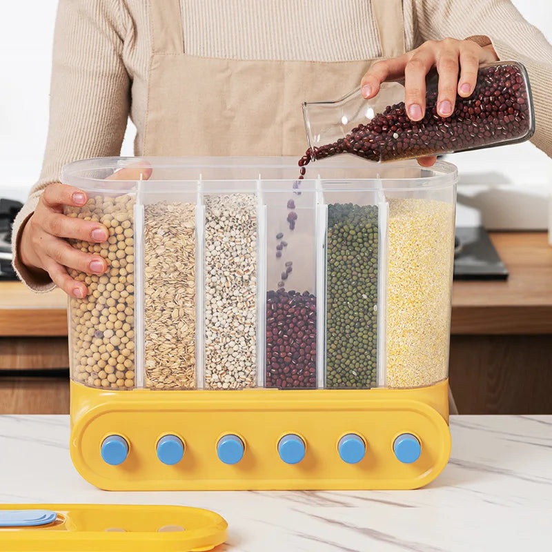 Wholesales Kitchen Airtight Food Storage Container Transparent Round Rotating Plastic Bulk Grain Rice Cereal Dispenser Bucket