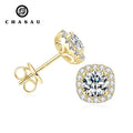 China Factory Price Anti-allergy 925 Sterling Silver Square-shaped Earring Inlaid Mini Moissanite Stud Earrings for Women