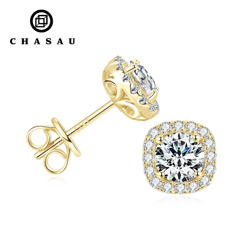 China Factory Price Anti-allergy 925 Sterling Silver Square-shaped Earring Inlaid Mini Moissanite Stud Earrings for Women