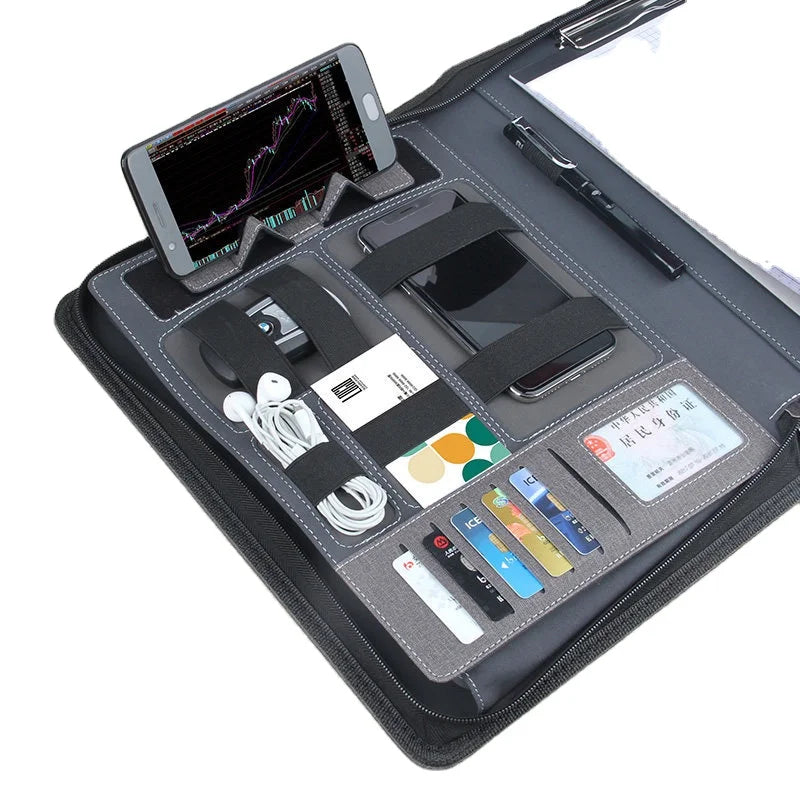 A4 Power Bank Manager Clip Mobile Power Notebook Charging Folder Board Contract Book Zipper Bag Customization