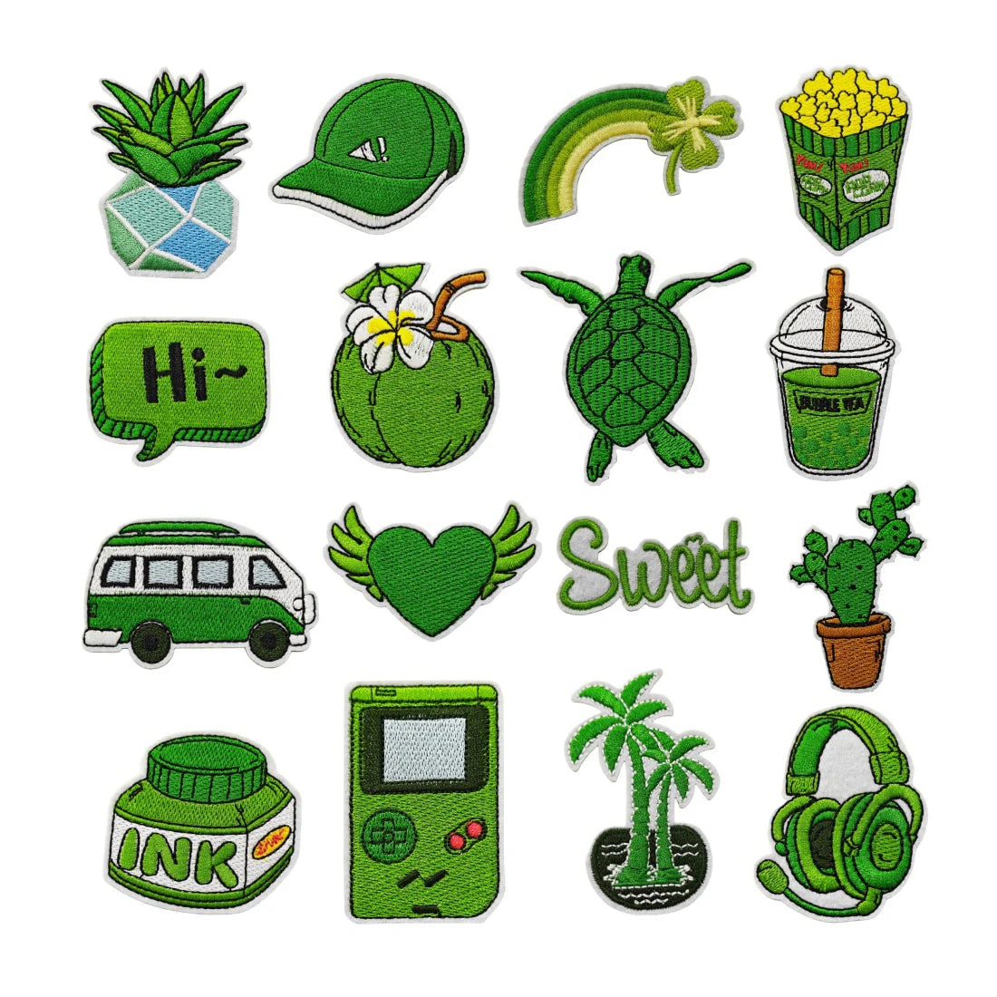 Green Series Outdoor Handmade Embroidery Iron-on Turtle Coconut Patches