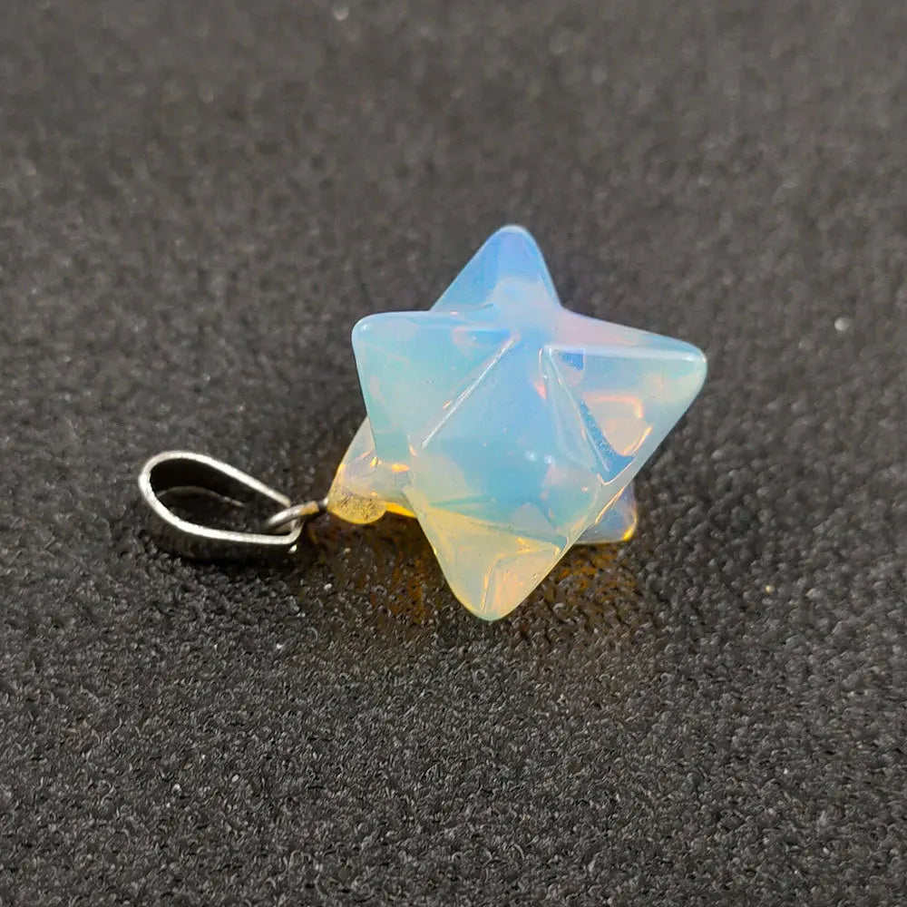 2026 Natural Opalite Gemstone Crystal Quartz Merkaba Star Pendants for Gifts and Souvenir Crystal Craft Necklace Accessory