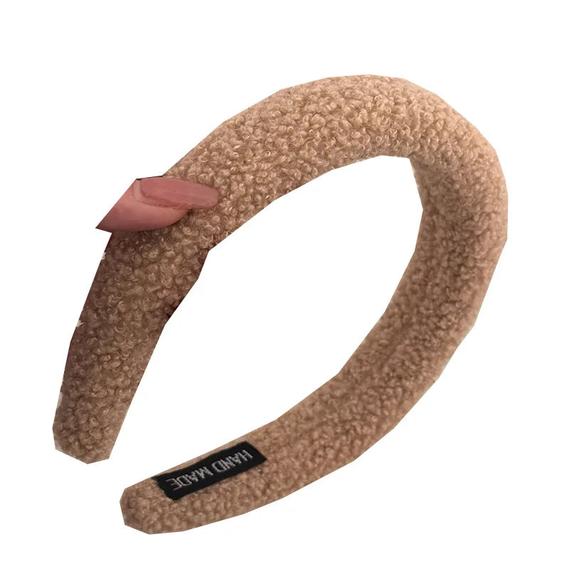 Autumn Winter New Style Female Hair Hoop Simple Wide Cute Plush Hair Headband