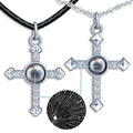Cross Projection Necklace S999 Silver I Love You 100 Languages Zircon Prayer Faith for Couple