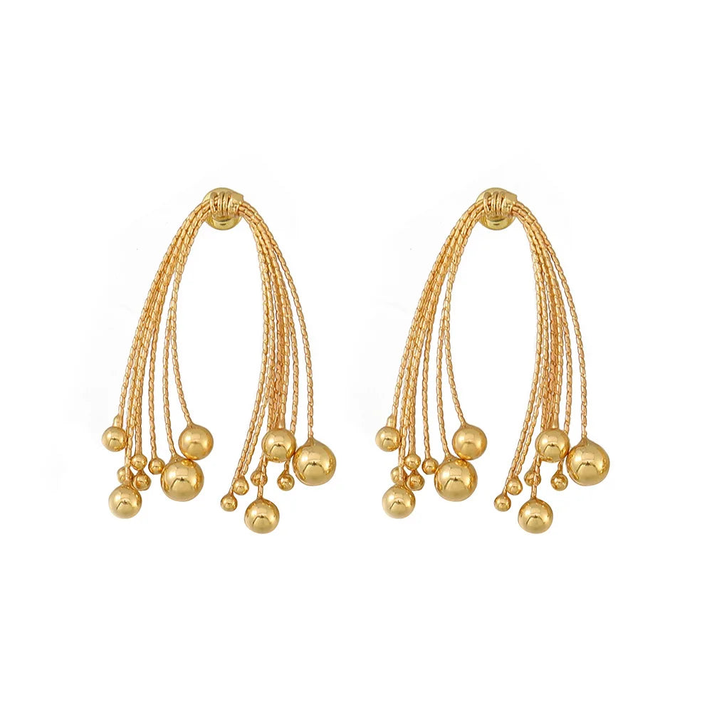 Shescity Trendy Elegant Style Gold Plated Irregular Lines Drop Earrings Brass Material Jewelry Women Earrings for Gifts
