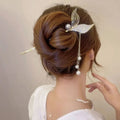 Vintage Elegant Hollow Fish Tail Shape Tassel Hairpin Hair Clips Retro Delicate Freshwater Pearl Hair Accessories for Women