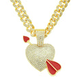 DUYIZHAO Hot Selling Hip Hop Ins Style an Arrow Through the Heart Pendant With Miami Cuban Link Chain Necklace for Men Women