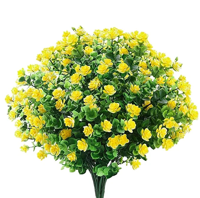 Artificial Flowers 4 Bunches Shrub UV Protection Eco-friendly Christmas Green Plants Grass Indoor Outdoor Decoration Table