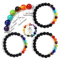 New Rock Bead Elastic Natural Stones Gemstones Bangles Universe Galaxy Black Lava Stone Bracelet 8 Planets 7 Chakra Bracelets