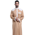 Wholesale XXL Saudi Arab Male Islamic Clothing Solid Color Abaya-Men's Casual Long Sleeve Traditional Thobe Digital Dress