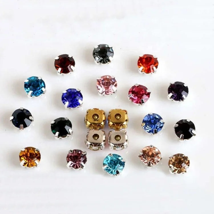 Wholesale Eco-Friendly Glass Sewing Rhinestone Flat Back Crystal Gold Claw Sew on Rhinestones 8 Facets for Dresses DIY Crafts