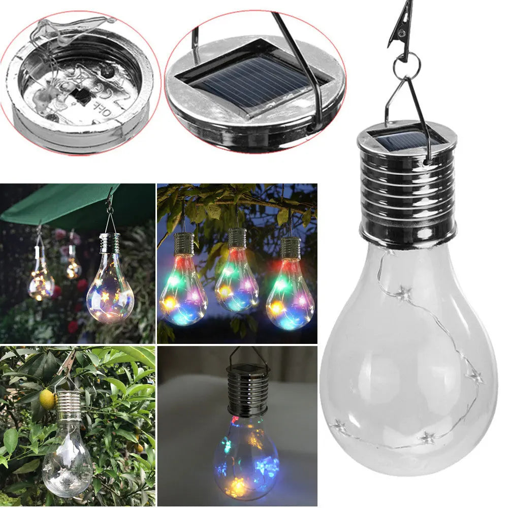 Portable Waterproof Solar Energy LED Light Bulbs Hanging Lanterns for Outdoor Garden Camping Tent Yard Decor Party Lamp Holiday