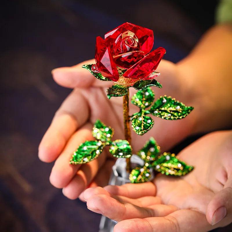 HZ Romantic valentine's day gift colorful Glass Crystal rose flower