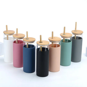 Wholesale 500ml Glass Water Bottle with Custom logo Tumbler Cups Wholesale in Bulk Tumbler with Straw and Lip
