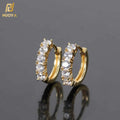 Hip Hop Fashion Earrings Jewelry 18k Gold Plated Iced Out Zircon Stud Earrings Women