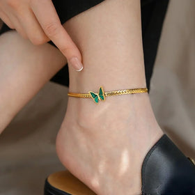 New Arrival Fashion Custom Anklet Jewelry 18K Gold Plated Women Non Tarnish Link Anklet Butterfly Anklet