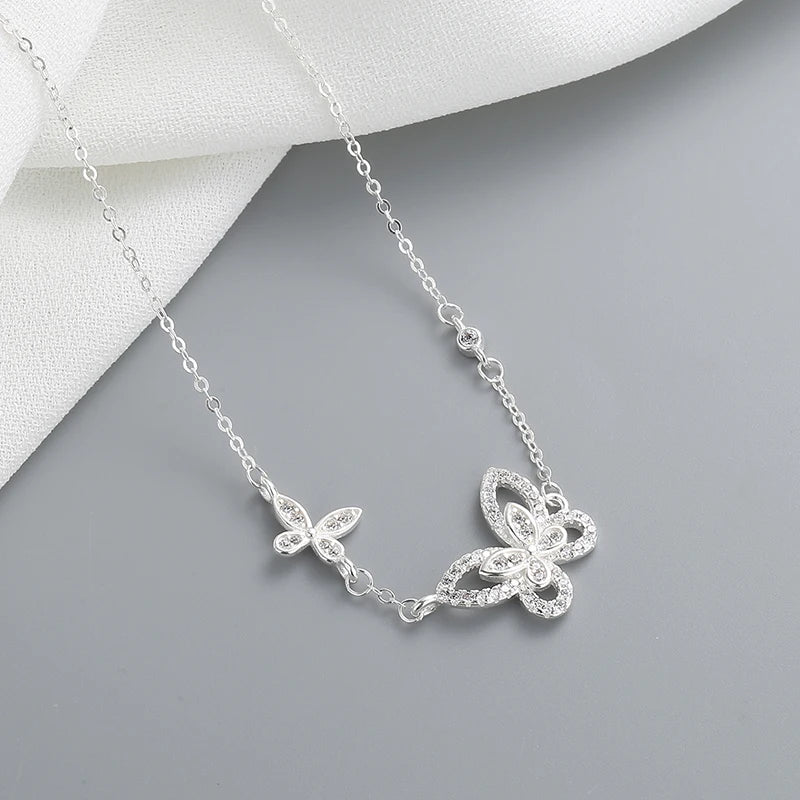 Single Chain Custom Pendants Fashion Jewelry Necklaces 925 Silver Butterfly Pendant Necklace