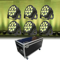 6Pcs 12X10W Rgbw 4In1 Mixing Color Dmx512 Cast Aluminum Led Par Lights With Flight Case