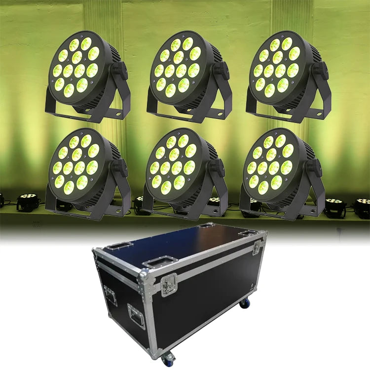 6Pcs 12X10W Rgbw 4In1 Mixing Color Dmx512 Cast Aluminum Led Par Lights With Flight Case