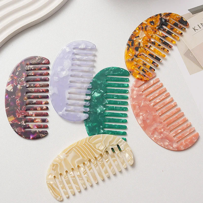 YHJ Wholesale Portable Design Anti-static Acetate Fashion Comb Retro Girls Comb Leopard Acetate Comb for Women Hair