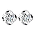 Hot Selling 925 Silver Plated Crystal Cubic Zirconia 4 Leaf Clover Stud Earring Jewelry for Women