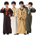 Muslim Thobe Kids Abaya Arabic Clothing Plus Size Boy Middle East Youth Boys Robe Abayas With Embroidery Dress C0053