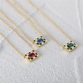 Fashion High Quality 925 Sterling Silver Emerald Square Enamel Pendant Necklace 18K Gold Plated Zirconia Women's Necklace