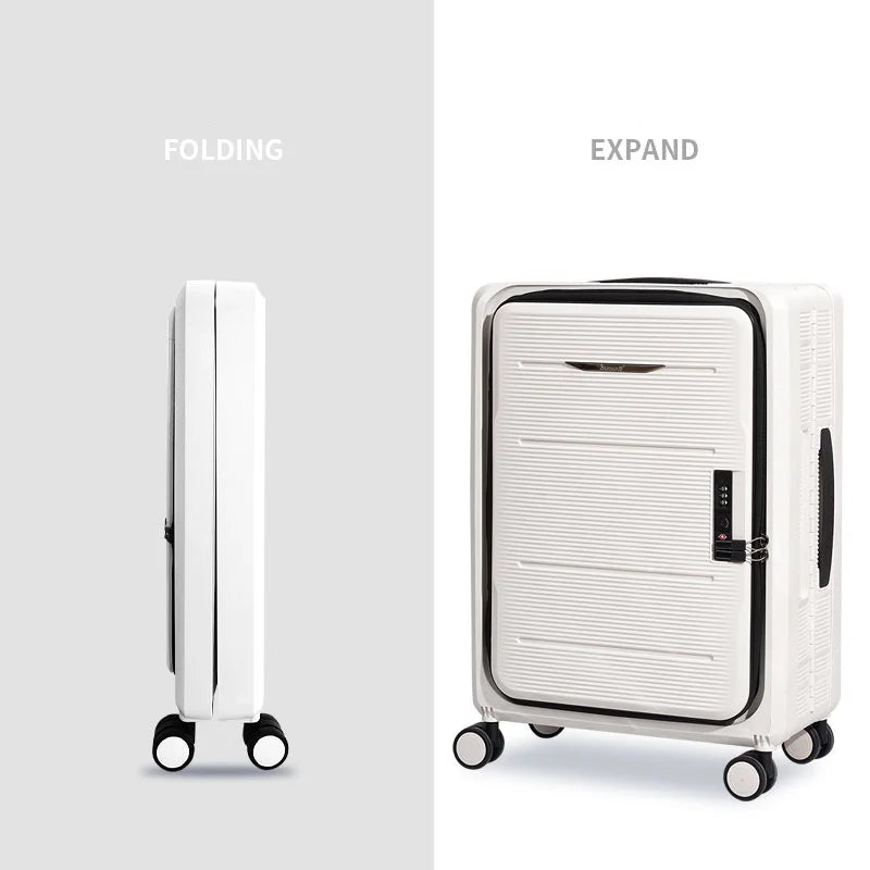 Wholesale Custom 20 Inch Foldable Spinner Wheel Luggage Trolley Multifunctional PP Cabin Suitcase for Air Travel