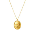 18K Gold Plated Stainless Steel Chain Link Oval Butterfly Bee Pendant Necklace