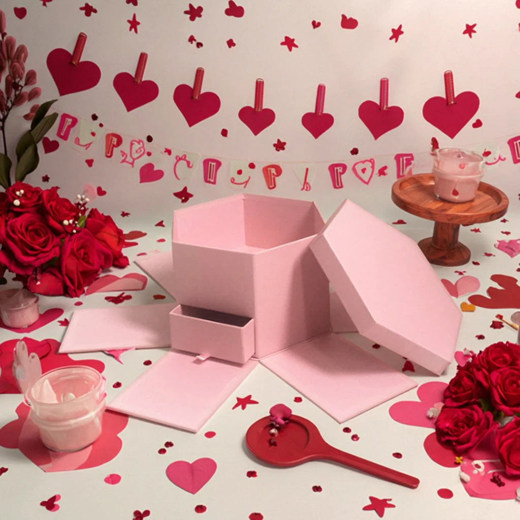 Hebei Huiya Hexagon Paper Gift Box Surprise Flower Box for Christmas & Wedding