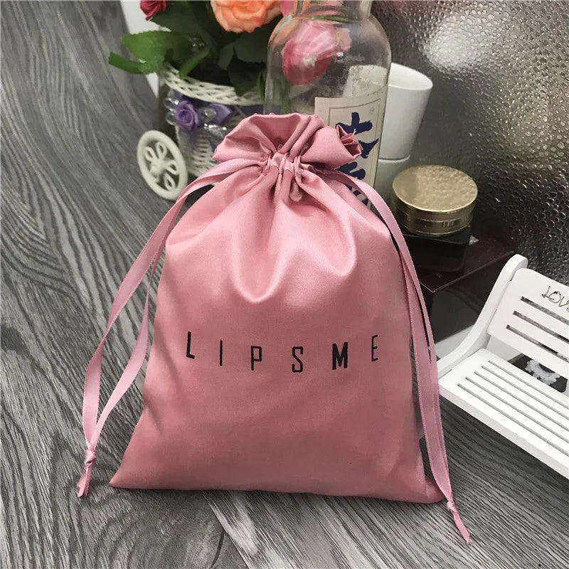 Small Rose Gold Satin Gift Packaging Bag for Makeup/skincare/lashes