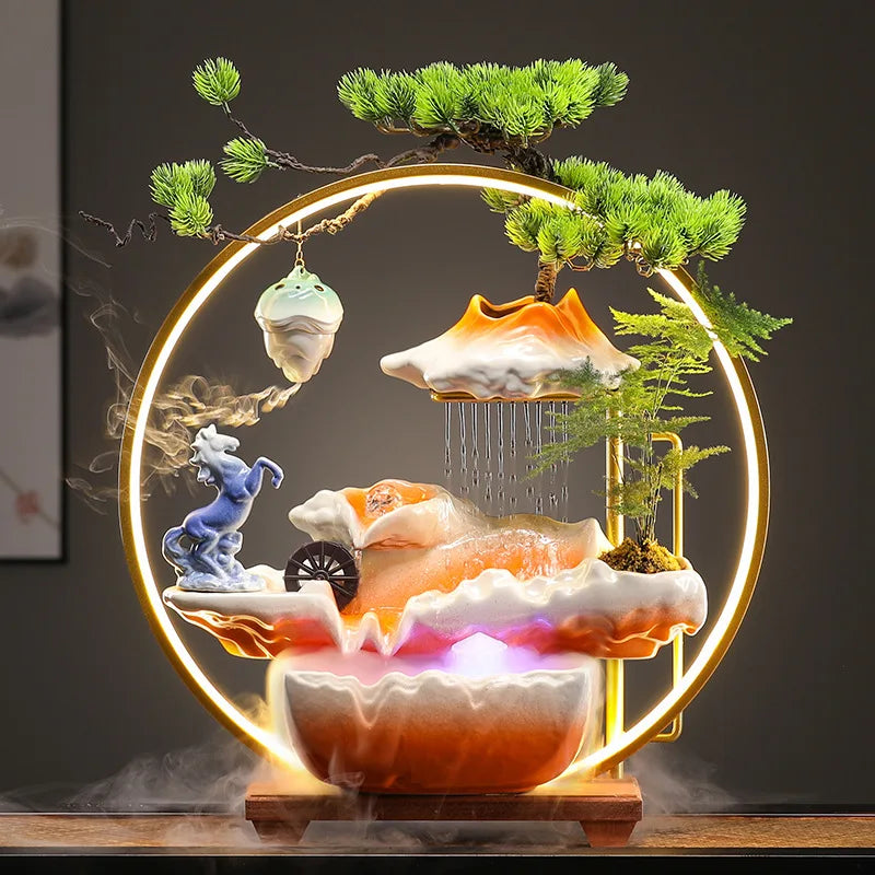 2024 Incense Cone Stick Luxury Led Light Backflow Waterfall Incense Burner