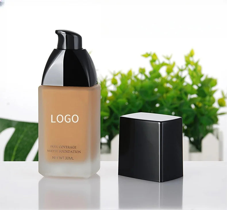 OEM Cosmetics Lightweight Long Lasting Face Makeup Private Logo Full Coverage Waterproof Liquid Foundation for Dark Skins
