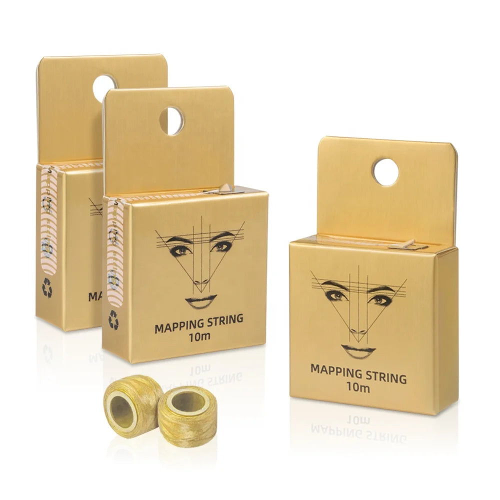 GOLD Eyebrow Marker Thread Tattoo Brows Point 10m Pre Inked Brow Tattoo Pre-Inked Mapping String Eyebrow Thread Eyeliner