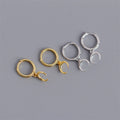 Simple Trendy Geometric Moon Crescent Pendant Hoop Earrings 18k Gold 925 Sterling Silver Fashion Huggie Hoop Earring Women