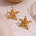Dreamshow Spring Fashion Starfish 18k Gold Plated Stud Earrings for Women Stainless Steel Jewelry