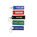 Customized Personalized Jet Tag Car Label Flight Keychain Custom Woven Embroidered Fabric Keyring Garment Labels