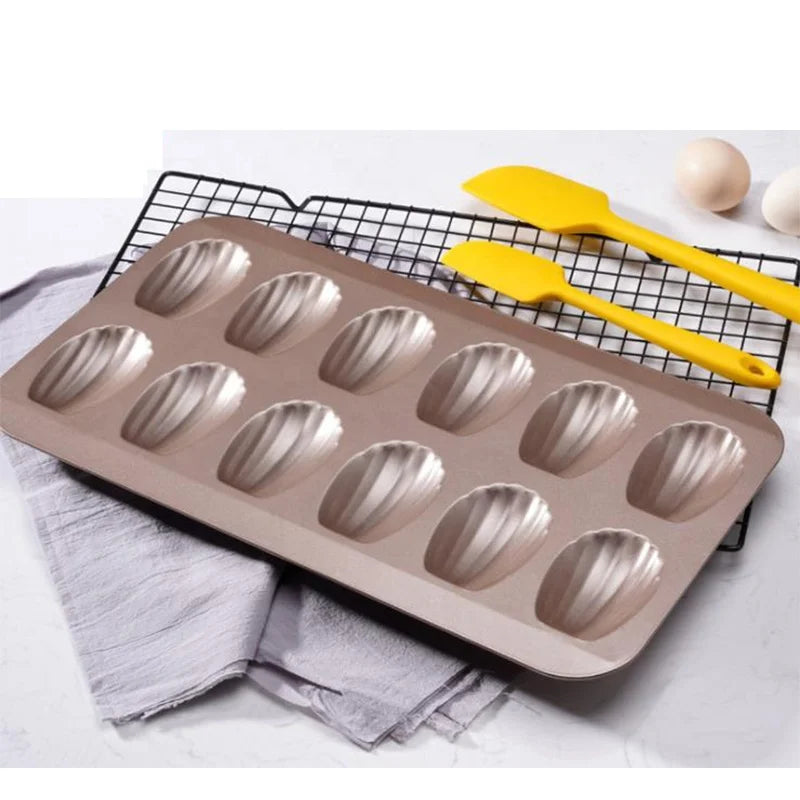 12 Cavity Non-Stick Carbon Steel Madeleine Cake Mold Shell Mold