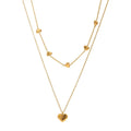 Double Layer Tassel Necklace Simple Heart Necklace Stainless Steel Pendant Necklace for Women