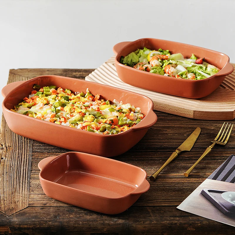 Ceramic Baking Pan Tray Bakeware Porcelain Heat Resistant Kitchen Personalized Two Helper Handles Bakeware