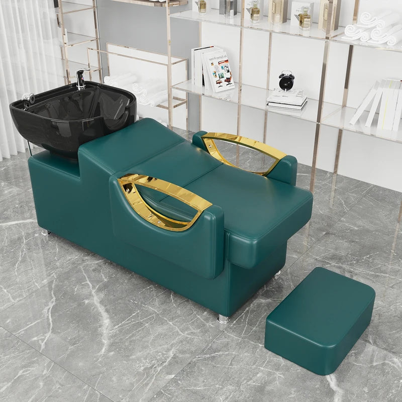 Factory Wholesale Beauty Salon Waterproof Bed Ceramic Basin Lying Massage Furniture Washing Bed& Chair Use Barbershop