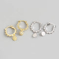 New Fashion Fine Jewelry 925 Sterling Silver Ball Bead Hoop Earrings with Small Circle Coin Retro Gold Plated Earrings for Women MegaBDM