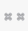 Ailmay Genuine 925 Sterling Silver Fine Cubic Zirconia Four-leaf Clover Simple Stud Earrings for Women Sterling Silver Jewelry