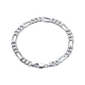 RINNTIN SB66 Fashion Jewelry 925 Sterling Silver 5.0mm Diamond-Cut Figaro Chain Bracelet for Women Men