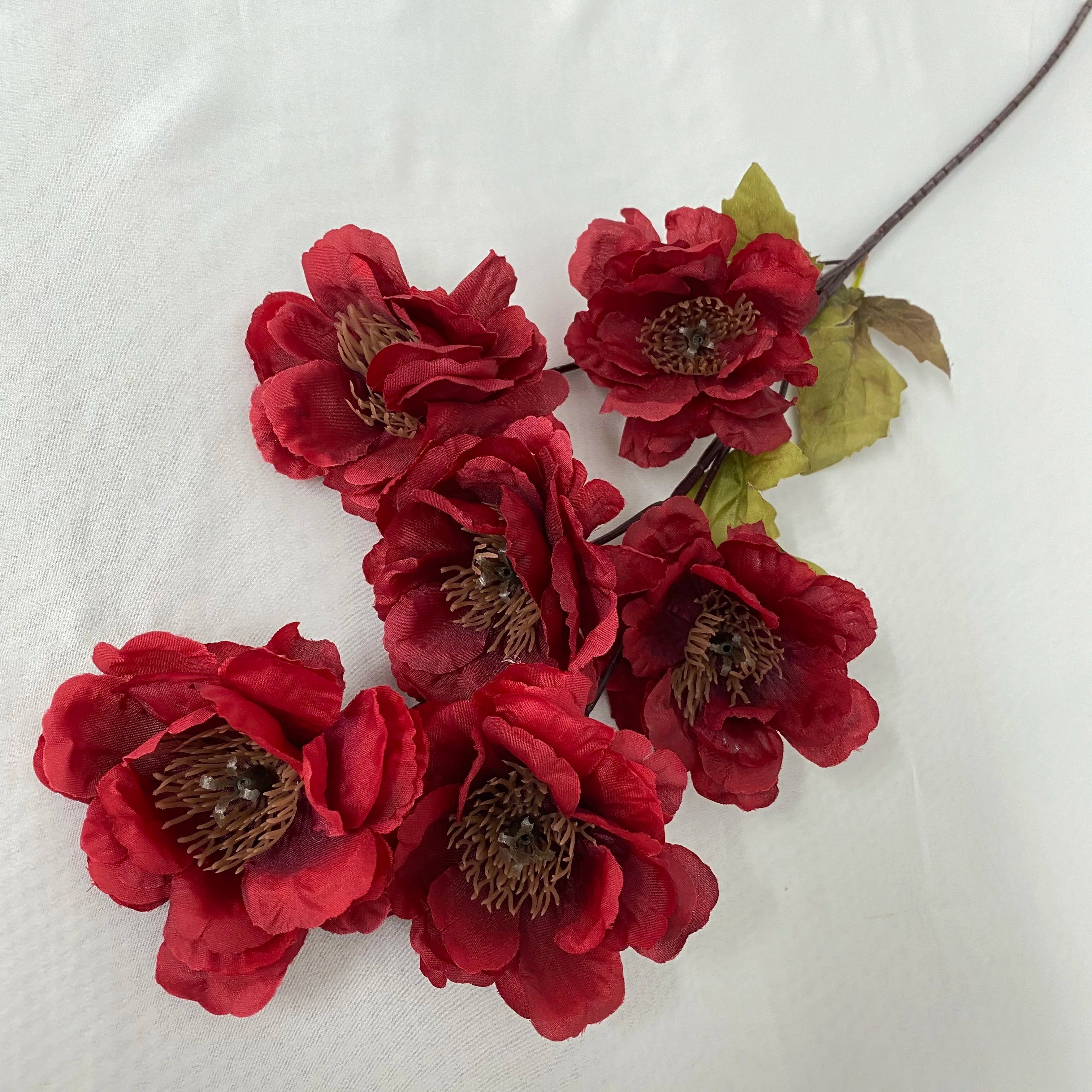 Multicolor-red Modern Style Artificial Flower Decoration Mariage 6 White Velvet Peonies
